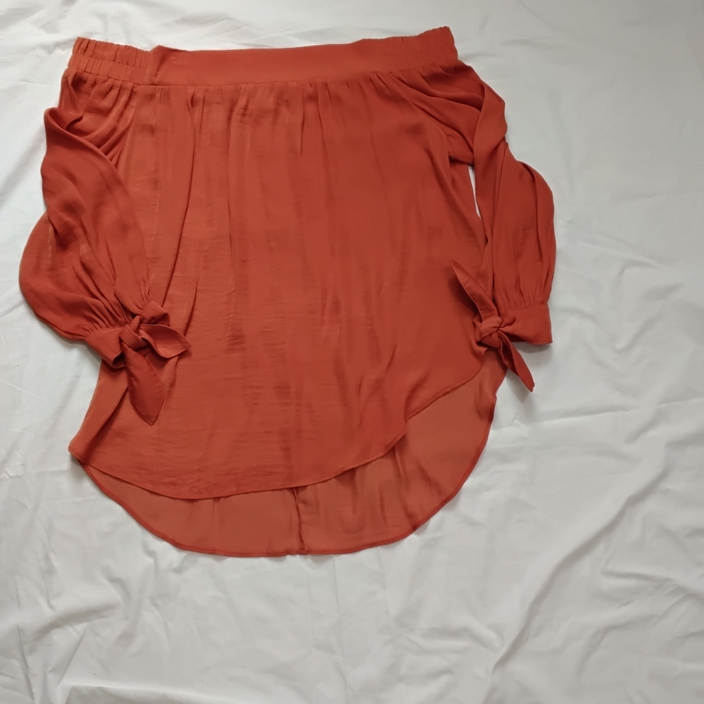 BISOU BISOUWomen's Off-Shoulder Orange Skirt SIZE XL - Picture 2 of 8